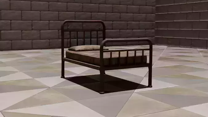 Rusty Metal Bed  Low Poly Game Ready 3D Model