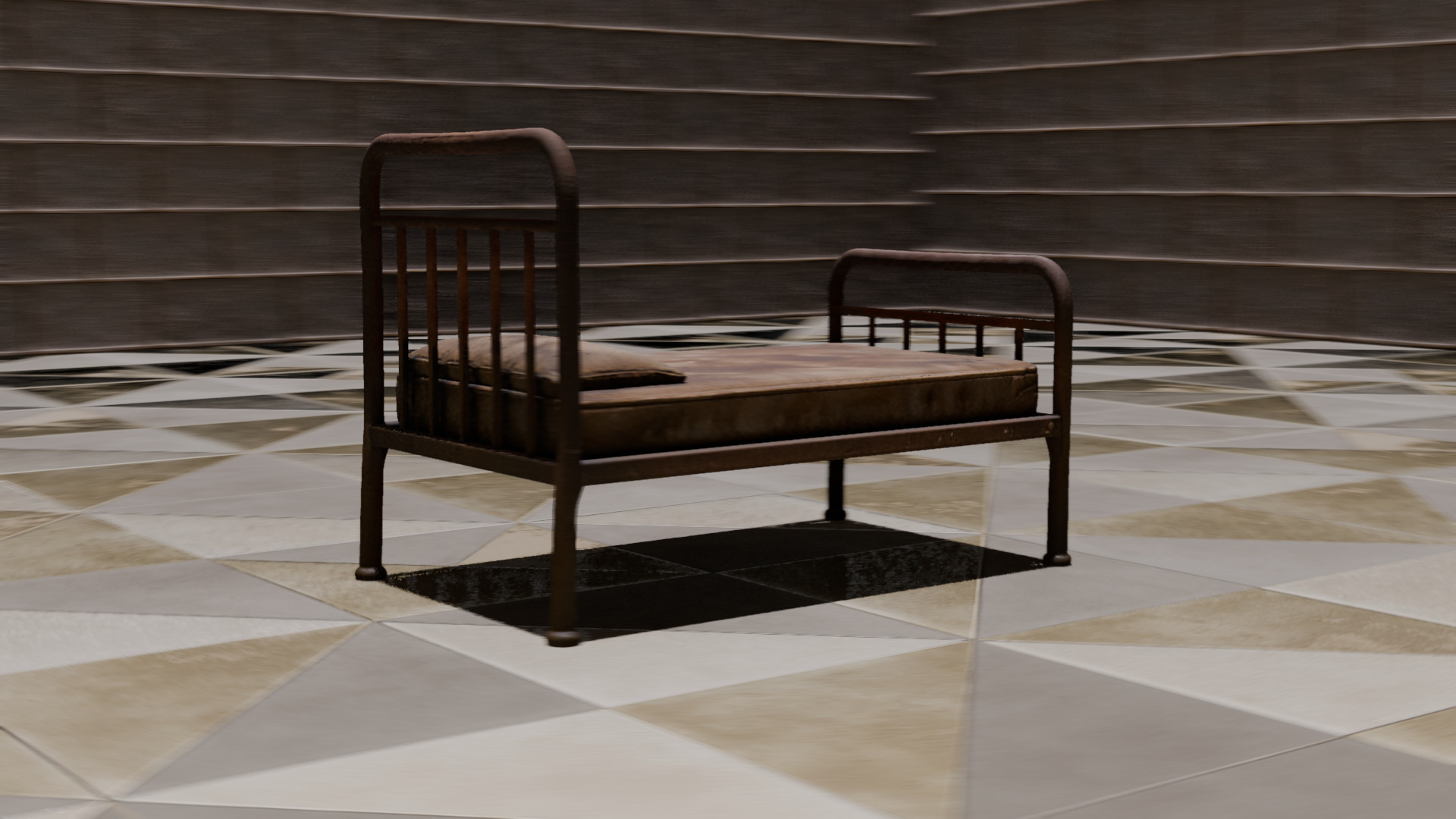 Rusty Metal Bed Low Poly Game Ready 3D Model Free low-poly 3D model_3