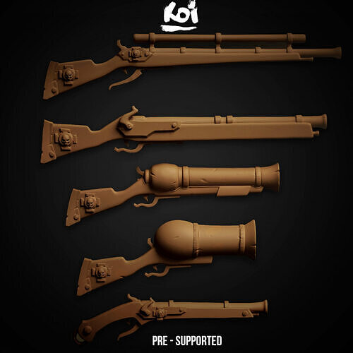 Guildmarch Militia - Handgunners Weapon Set 3D print model