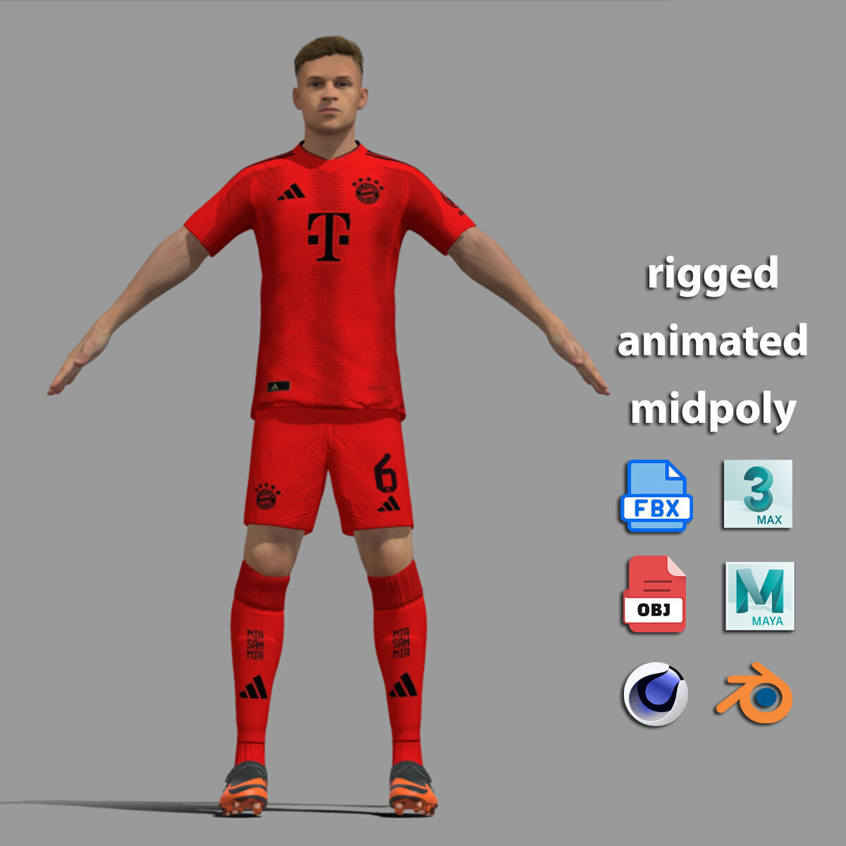 T-Pose Rigged Joshua Kimmich Bayern Munich 24-25 3D model_1
