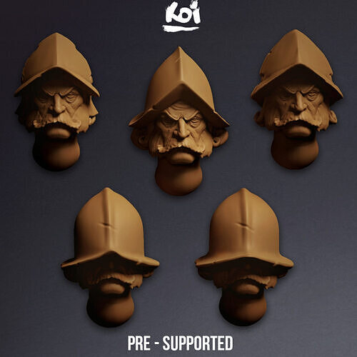 Guildmarch Militia - Infantry Miniature Heads 3D print model