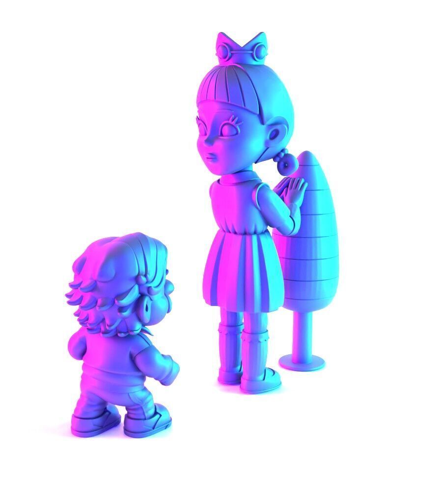 Squid Game Super Mario 456 Player Princess Peach toy 3D print model_9