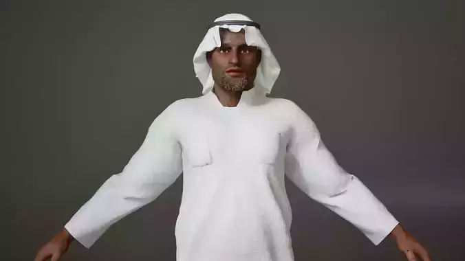 Realistic Arab Man 3D Character Low Poly-Rigged and Game-Ready Low-poly 3D model