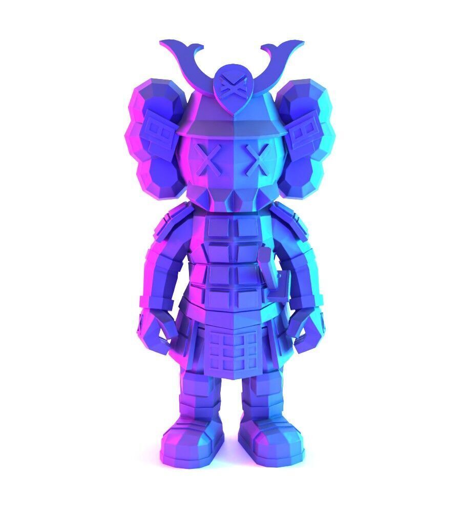 Japanese Kaws Samurai Low Poly toy 3D print model_22