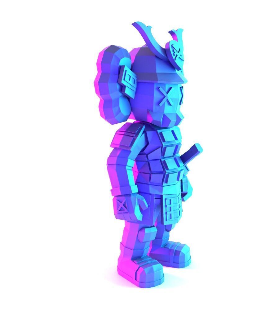 Japanese Kaws Samurai Low Poly toy 3D print model_19