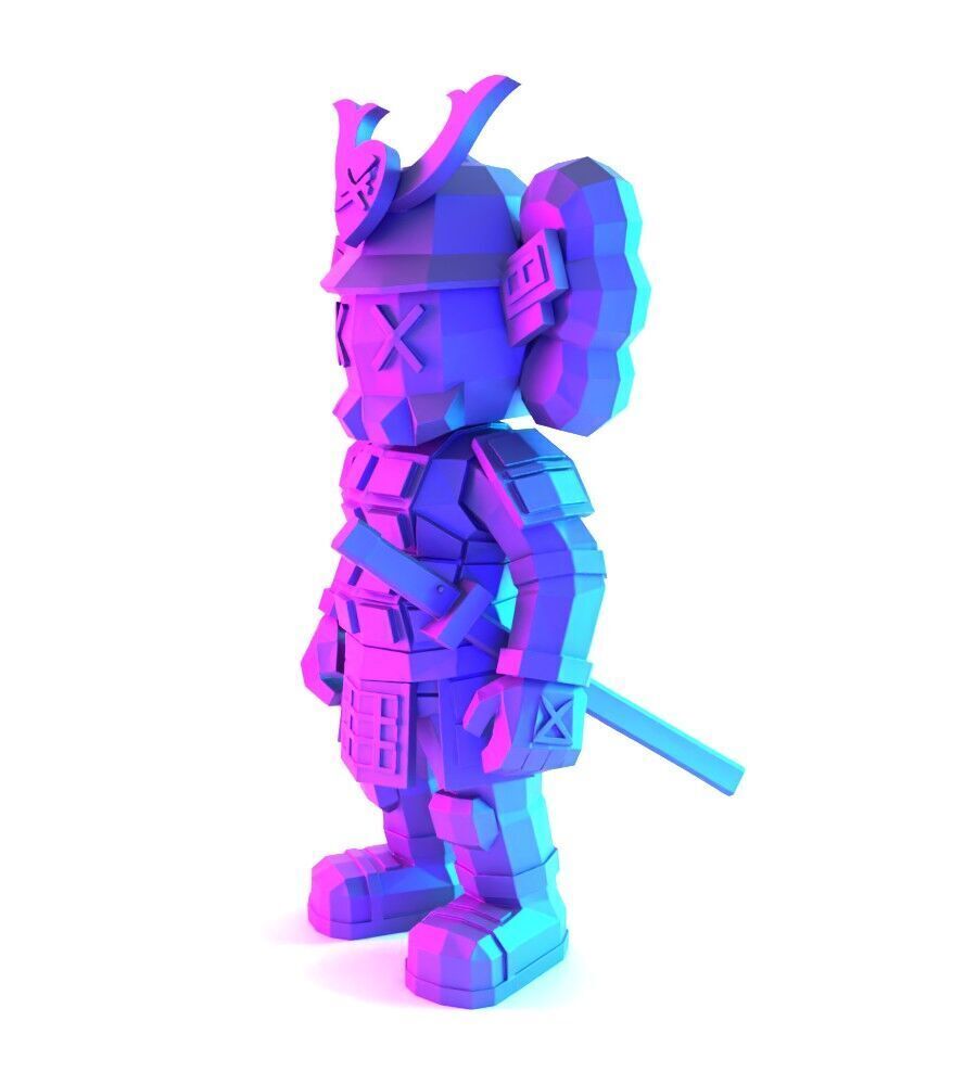Japanese Kaws Samurai Low Poly toy 3D print model_4