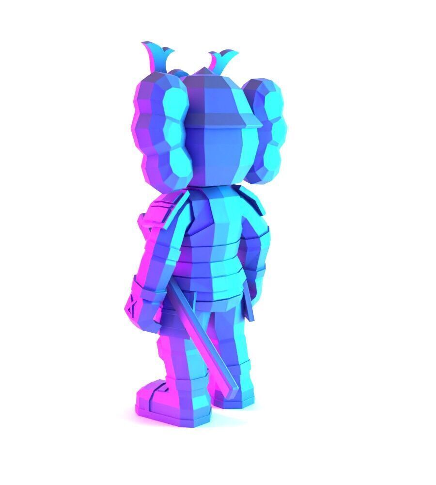 Japanese Kaws Samurai Low Poly toy 3D print model_9