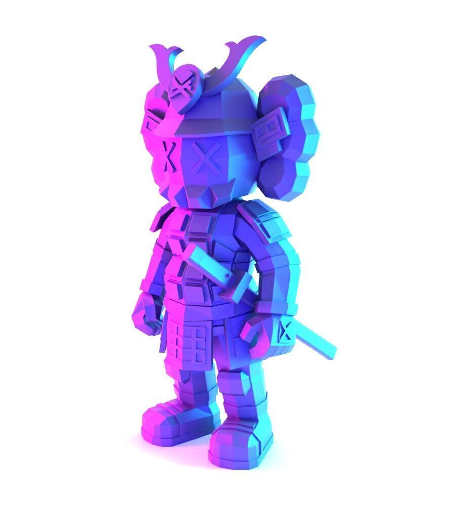 Japanese Kaws Samurai Low Poly toy 3D print model_3