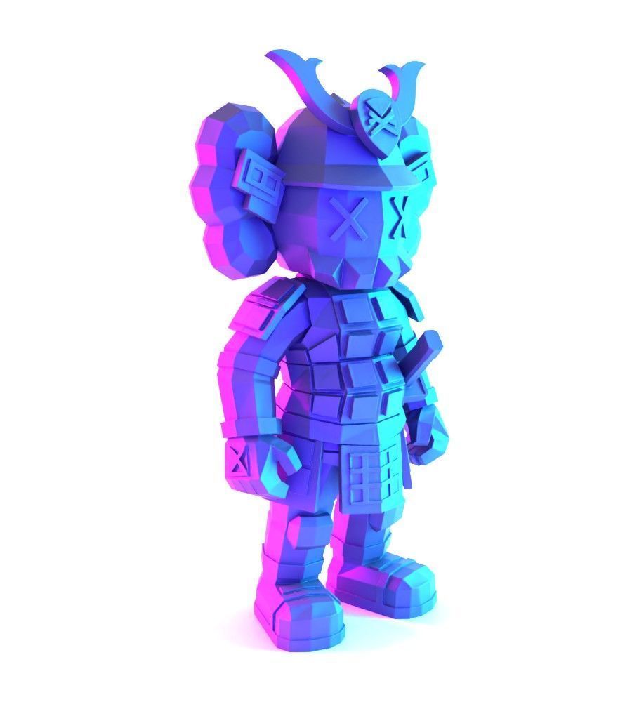 Japanese Kaws Samurai Low Poly toy 3D print model_20