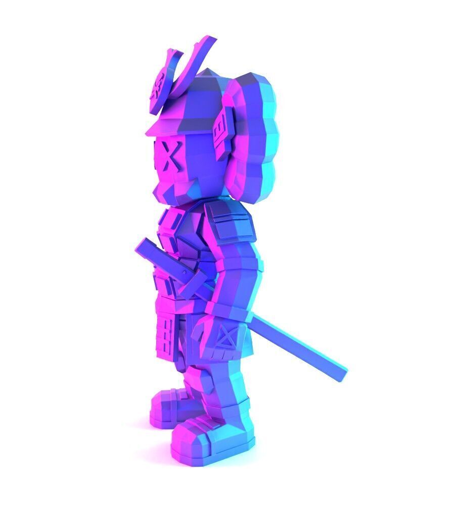 Japanese Kaws Samurai Low Poly toy 3D print model_5