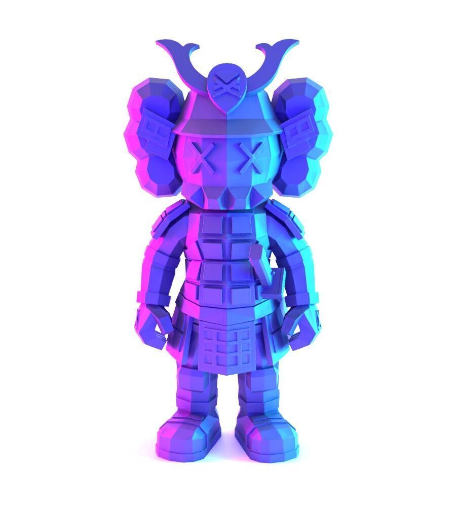 Japanese Kaws Samurai Low Poly toy 3D print model_1