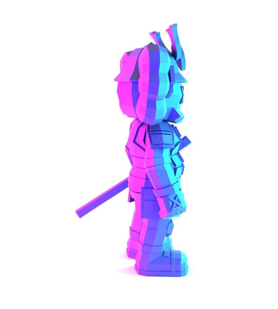 Japanese Kaws Samurai Low Poly toy 3D print model_16
