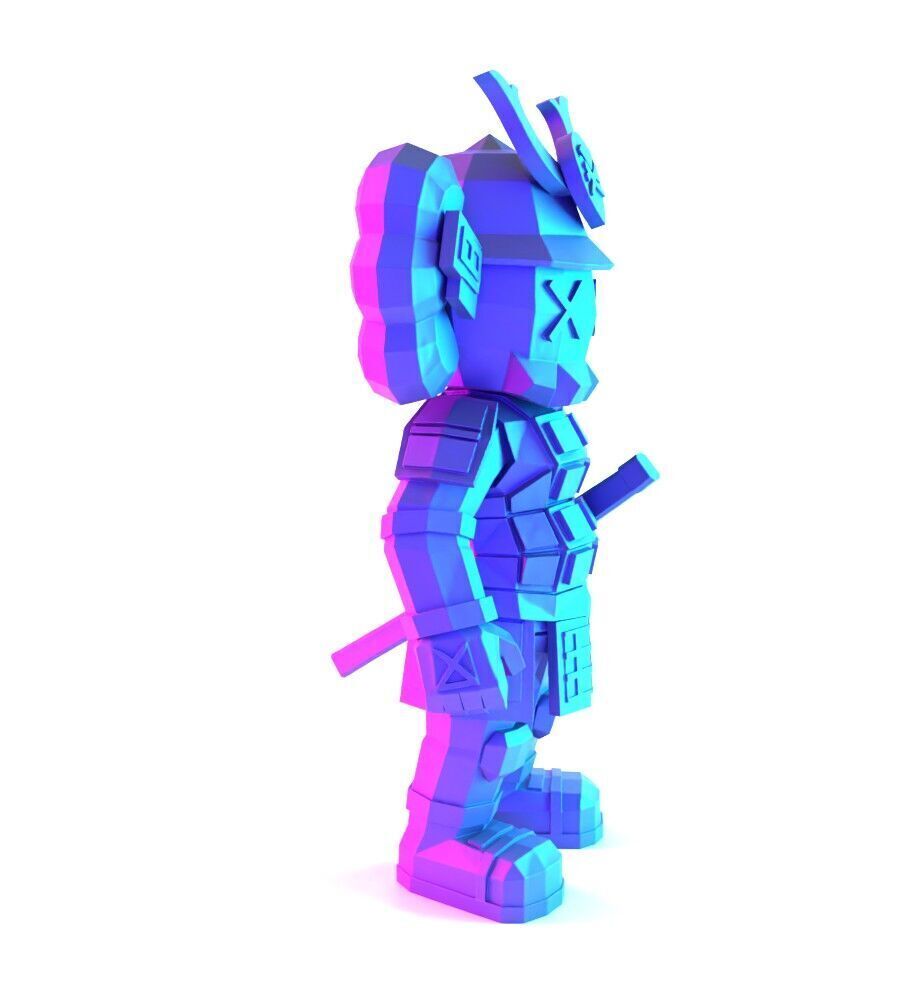 Japanese Kaws Samurai Low Poly toy 3D print model_18