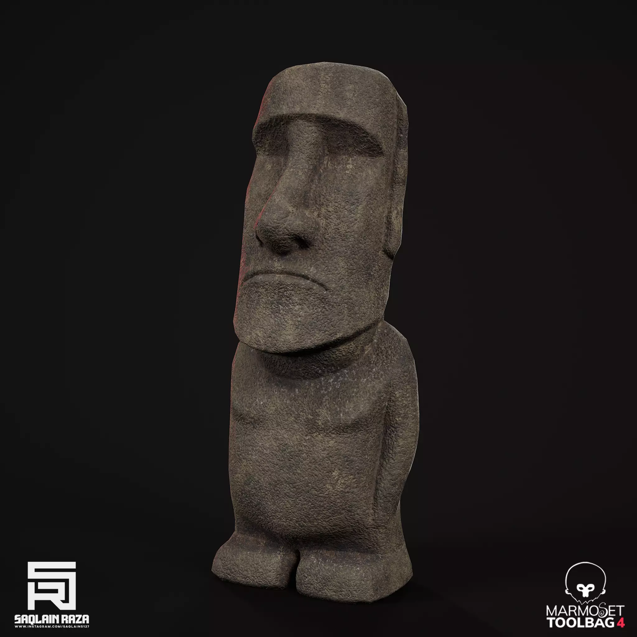 Moai Statue Low-poly 3D model_0