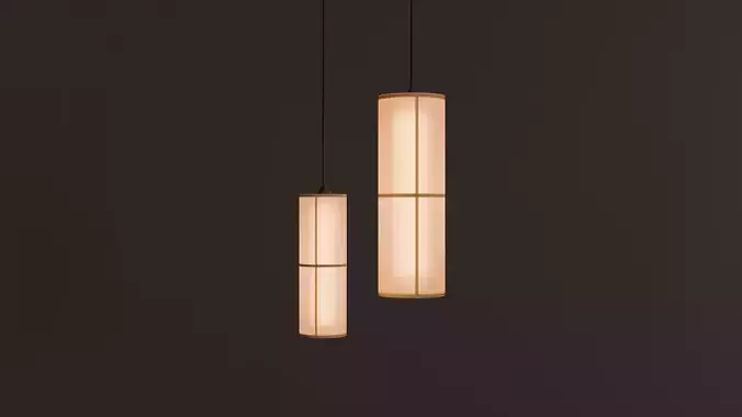 Hashira Pendant Light Japanese-Inspired Fabric Cylinder Lamp 3D model