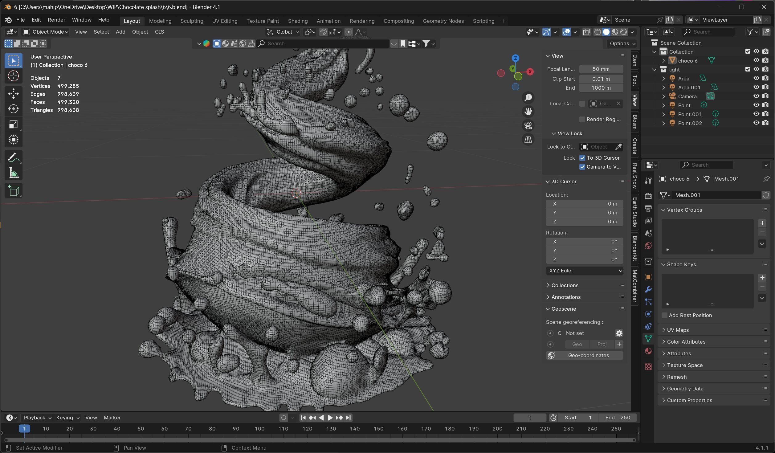 Chocolate Splash v6   Low-poly 3D model_7