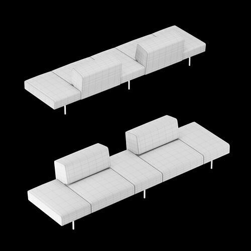 BT design matt modular sofa var 1 3D model 4