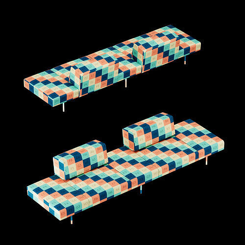 BT design matt modular sofa var 1 3D model 5