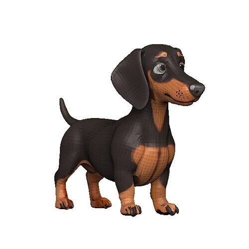 Dachshund Low-poly 3D model