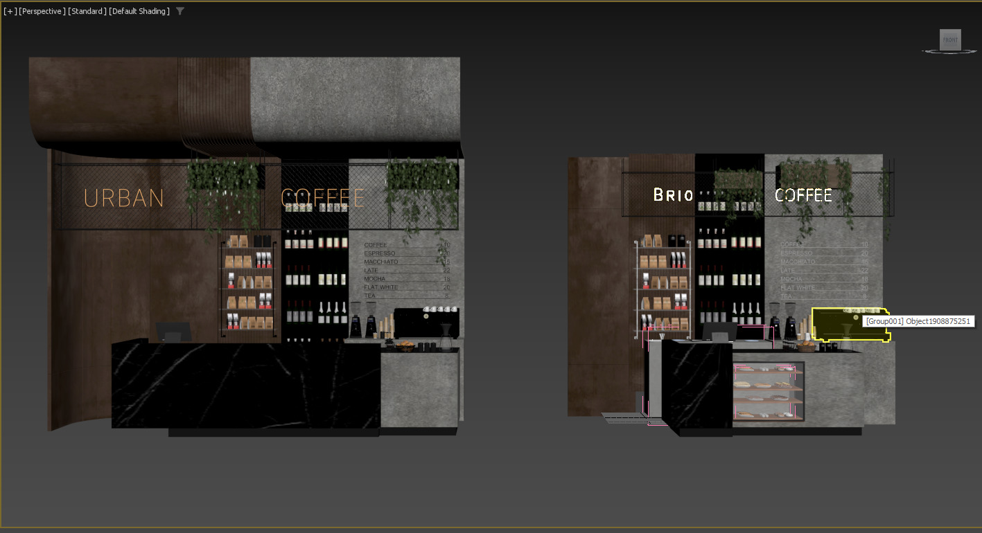 Modern Industrial Coffee Bar with Neon Sign Corona Vray 3D model_3