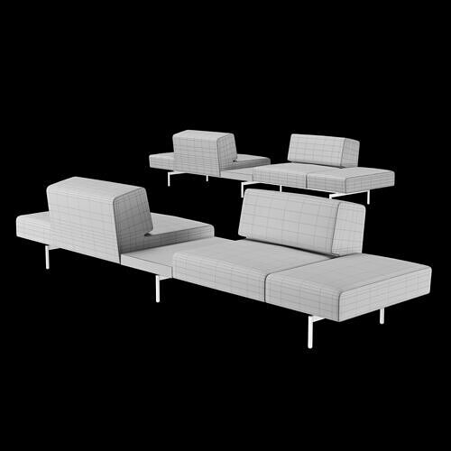BT design matt modular sofa var 2 3D model 2