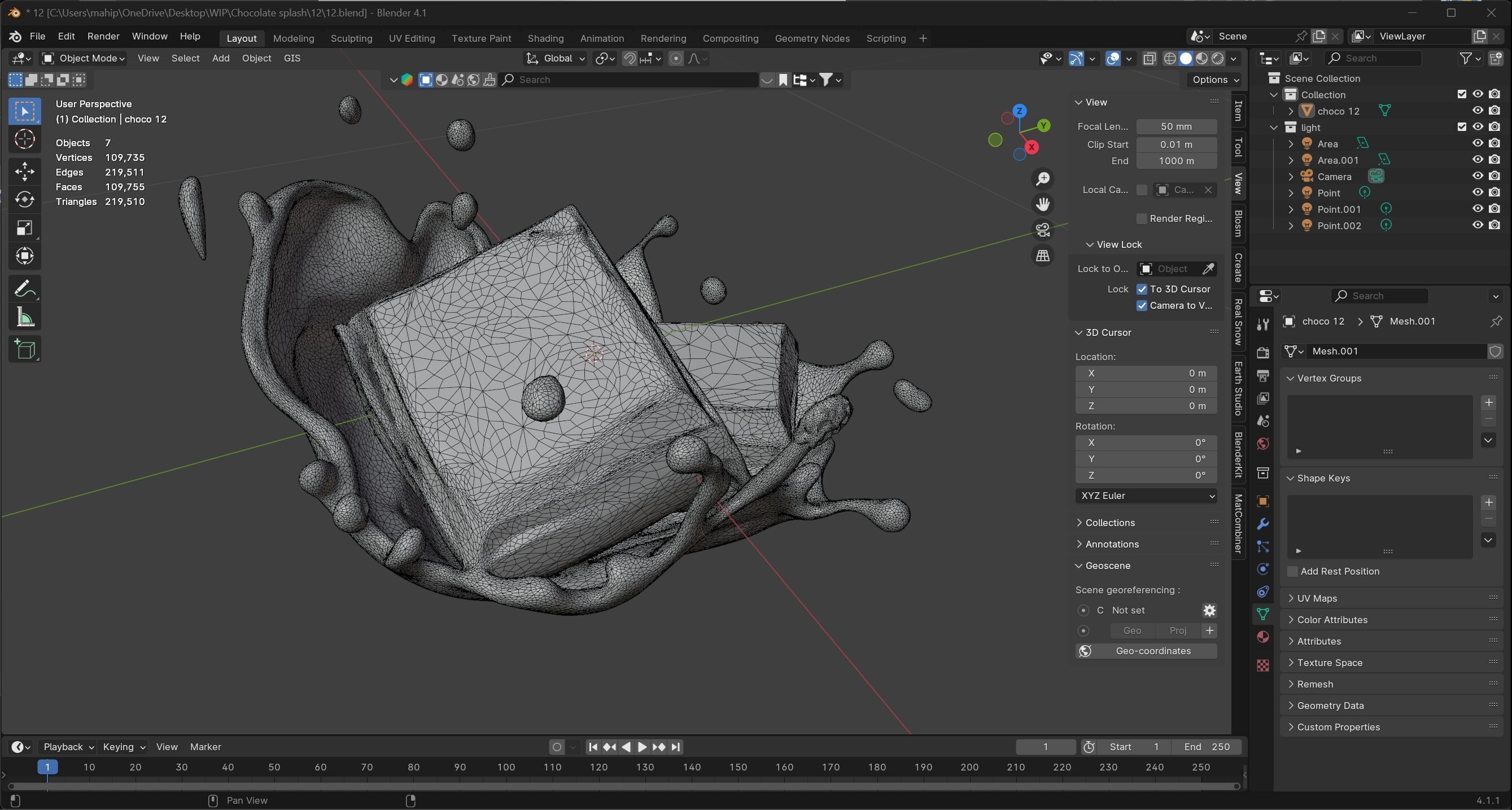 Chocolate Splash v12 Low-poly 3D model_6