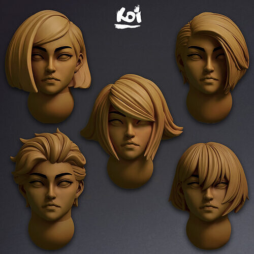 Jade Fangs - Miniature heads 3D print model