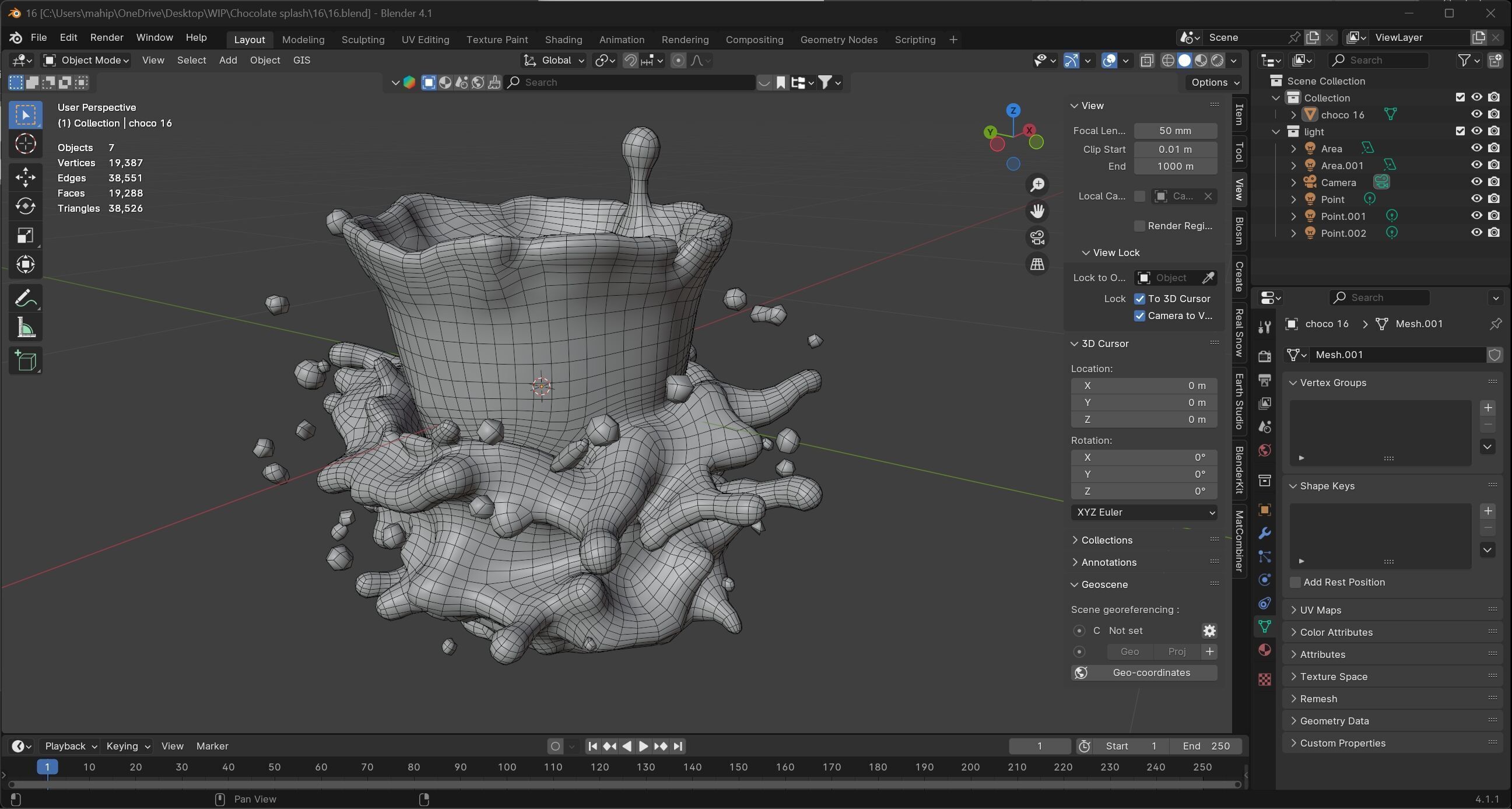 Chocolate Splash v16  Low-poly 3D model_6