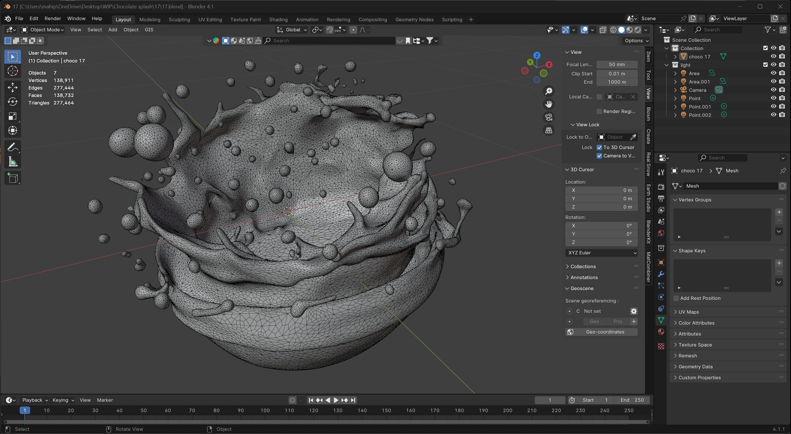 Chocolate Splash v17  Low-poly 3D model_7