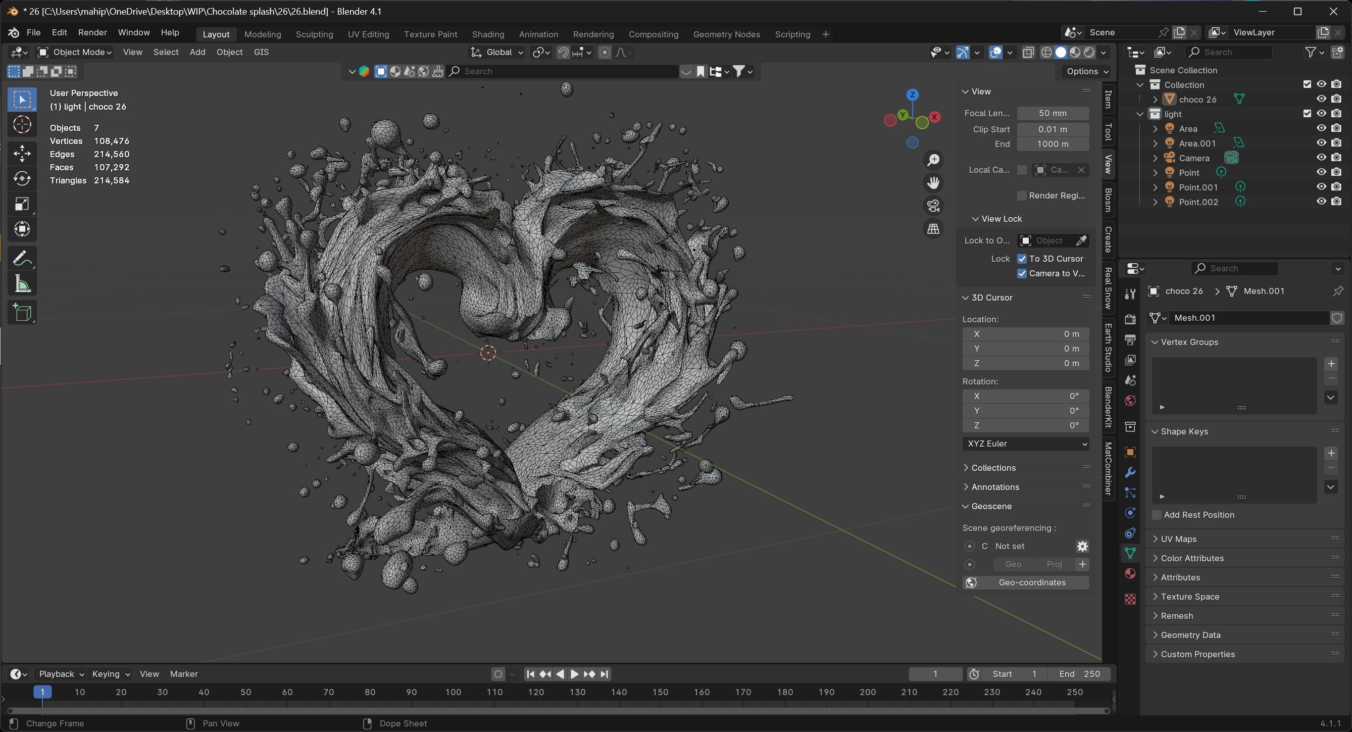 Chocolate Splash v26   Low-poly 3D model_7
