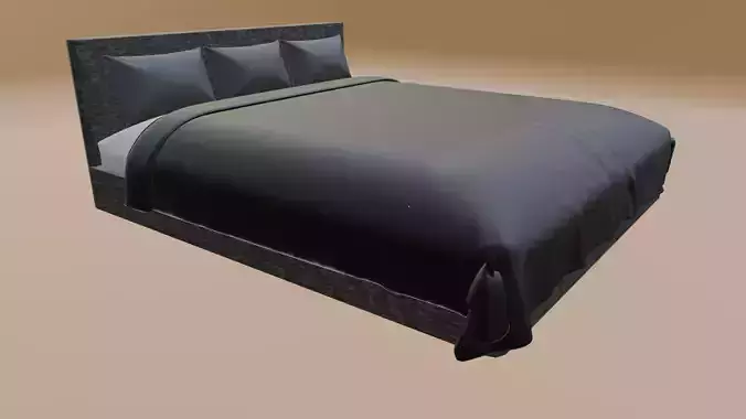 Modern Realistic Bed Set UV Unwrapped PBR Ready
