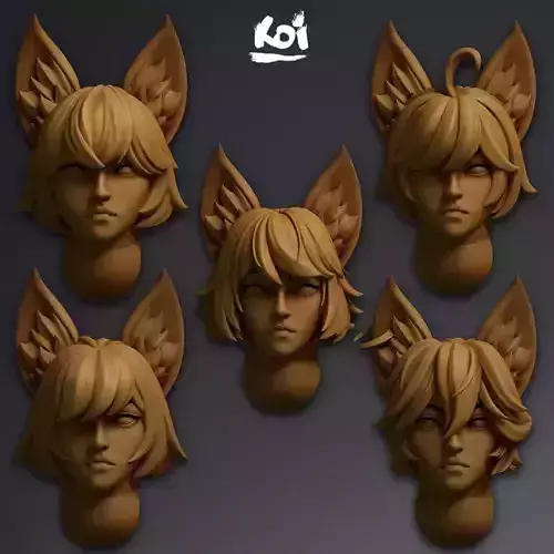 Kitsune - Miniature heads