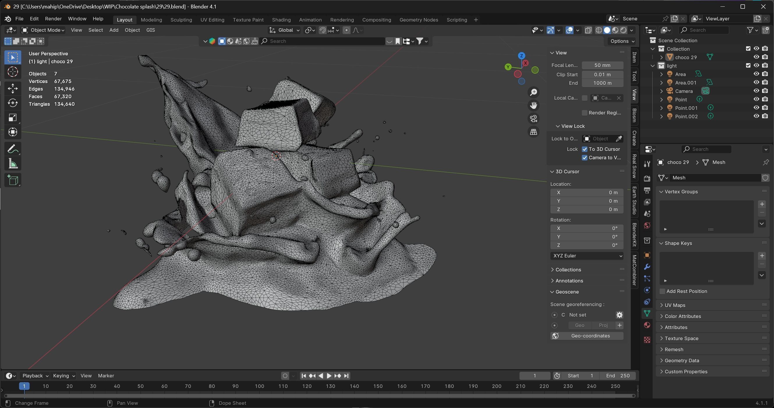 Chocolate Splash v29   Low-poly 3D model_7