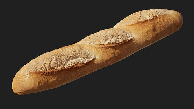 Baguette Bread Low-poly 3D model