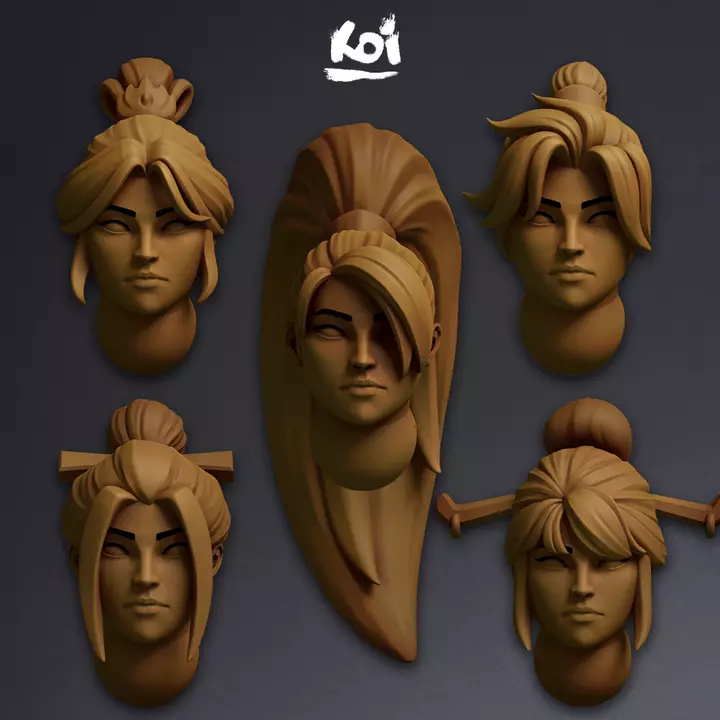 Phoenix Chosen - Miniature heads 3D print model_0