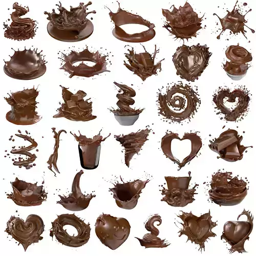 Chooclate Splash Collection   Low-poly 3D model