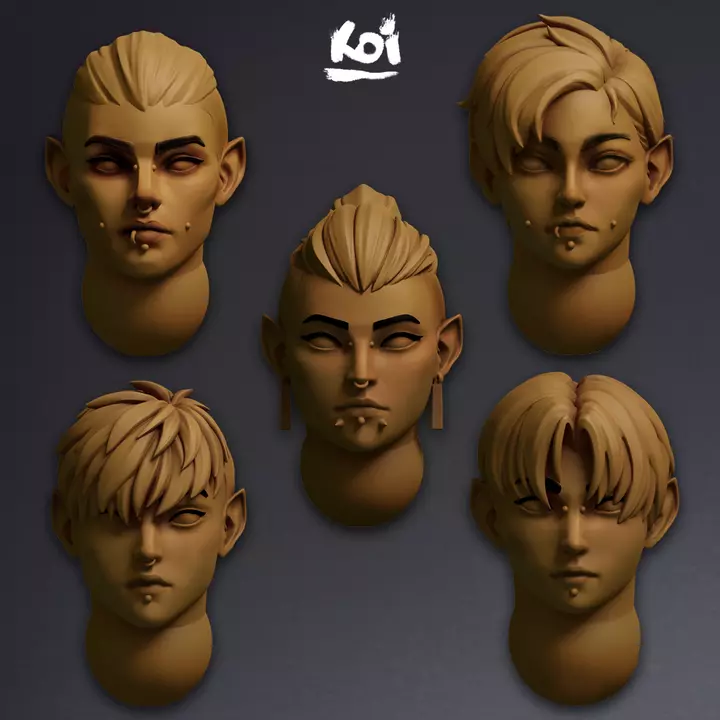 Velvet Blades - Miniature heads 3D print model_0