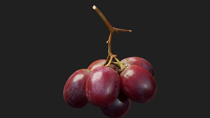 Red Grapes Low-poly 3D model