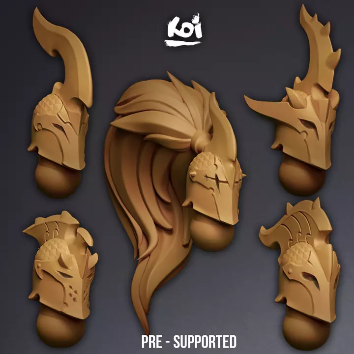 Dragon Knights - Miniature Heads 3D print model