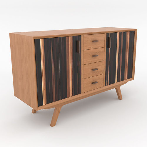 Mid-Century Modern Sideboard 120 Oslo Low-poly 3D model