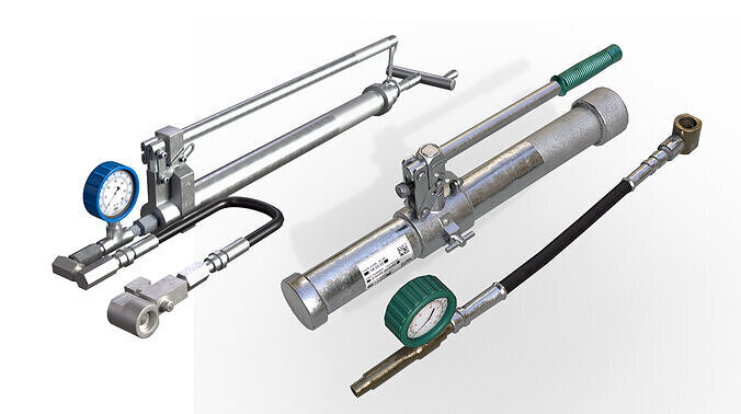 Manual Hydraulic Grease Gun with Pressure Gauge Low-poly 3D model