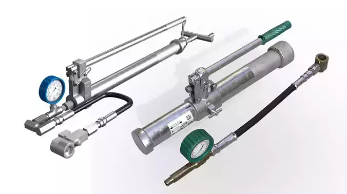 Manual Hydraulic Grease Gun with Pressure Gauge Low-poly 3D model