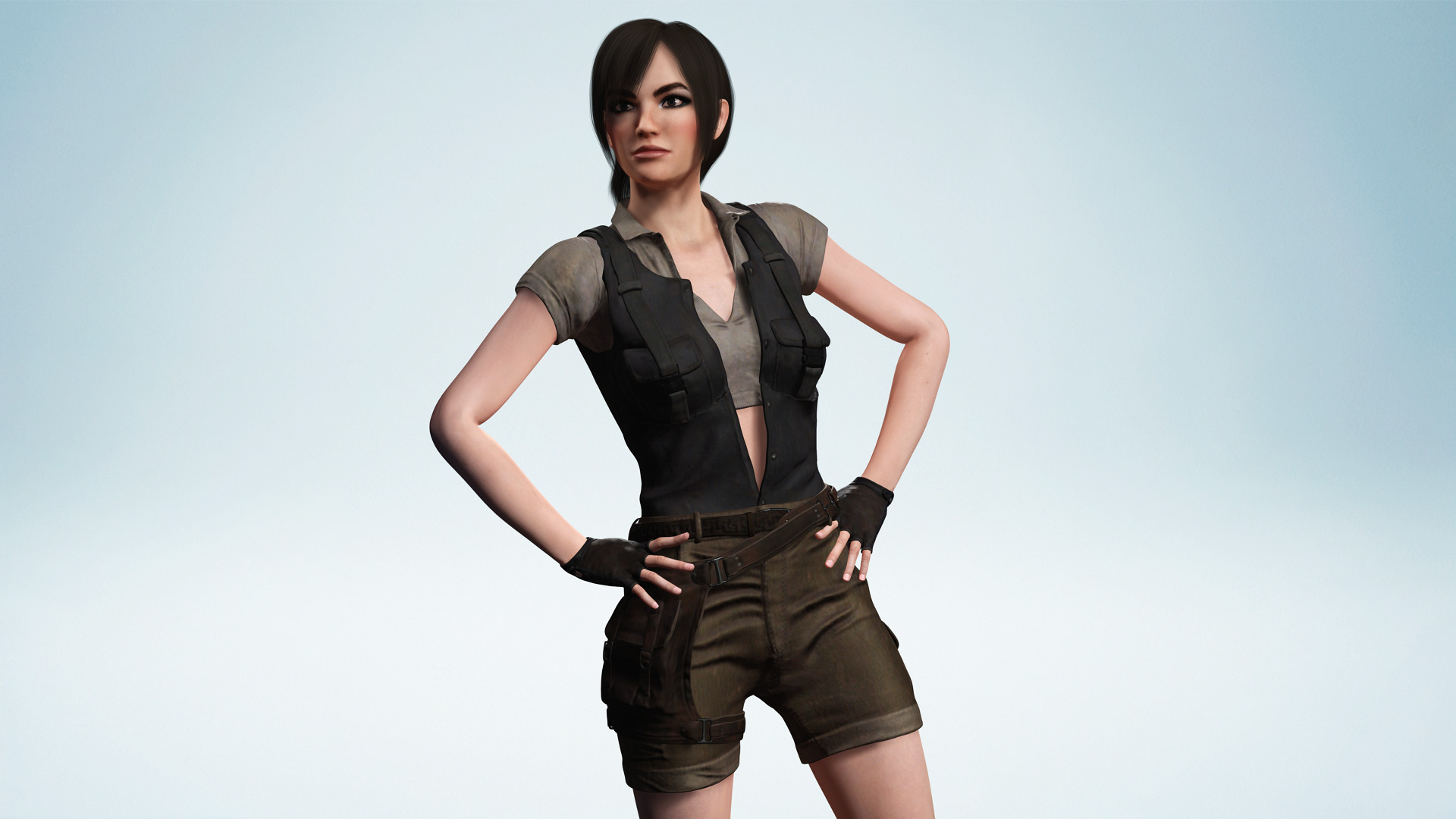 Realistic Young Female Tomb Raider Style Action Woman Adventurer Low-poly 3D model_5