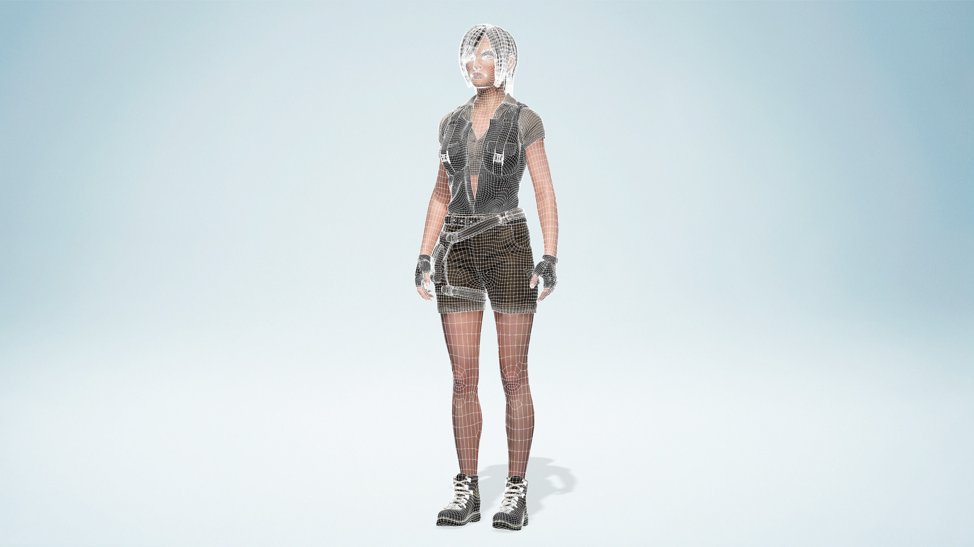 Realistic Young Female Tomb Raider Style Action Woman Adventurer Low-poly 3D model_24