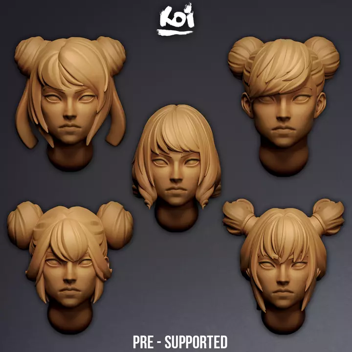 Flame Dancers - Miniature Heads 3D print model_0