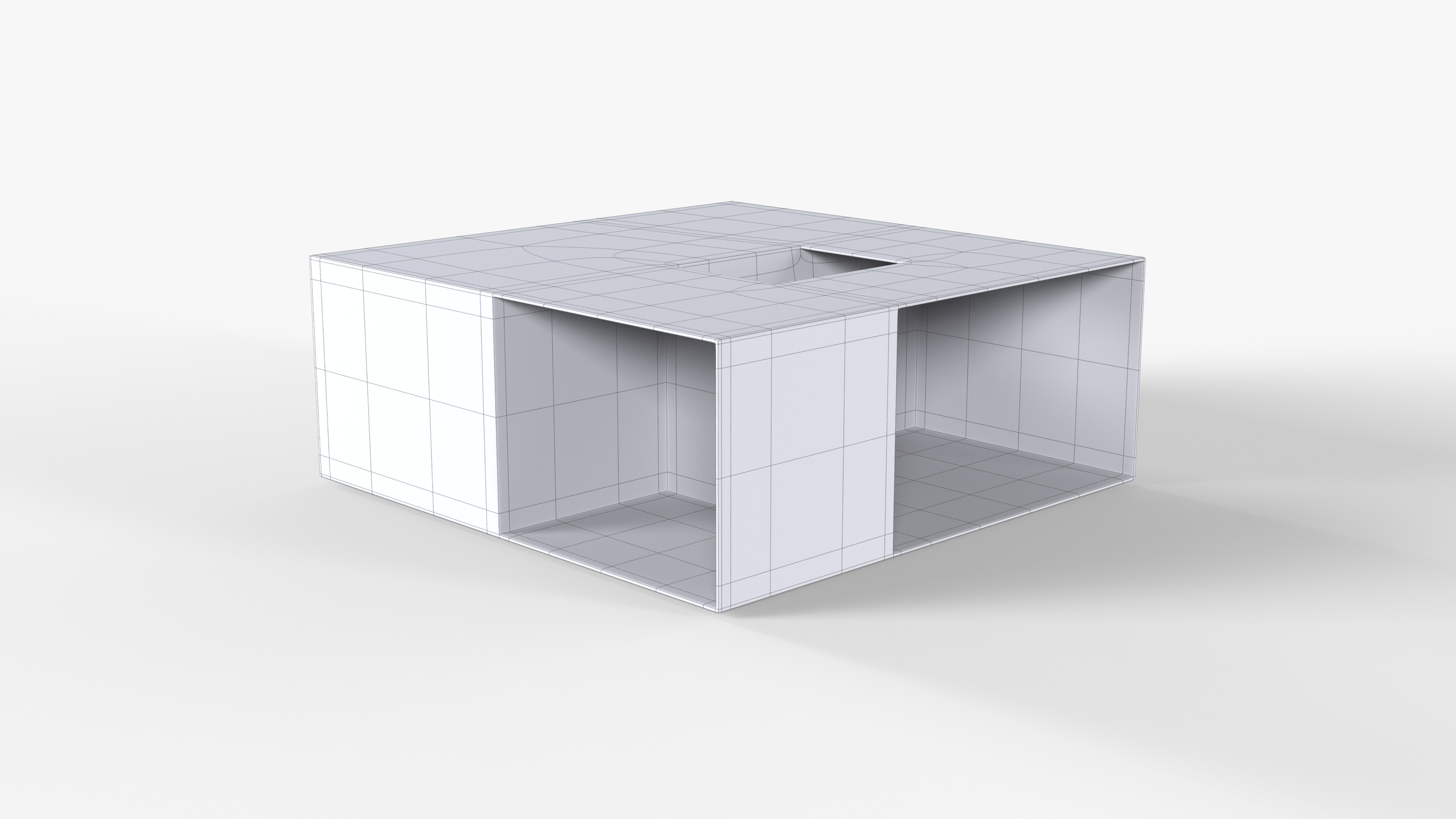 White Geometric Table Low-poly 3D model_7