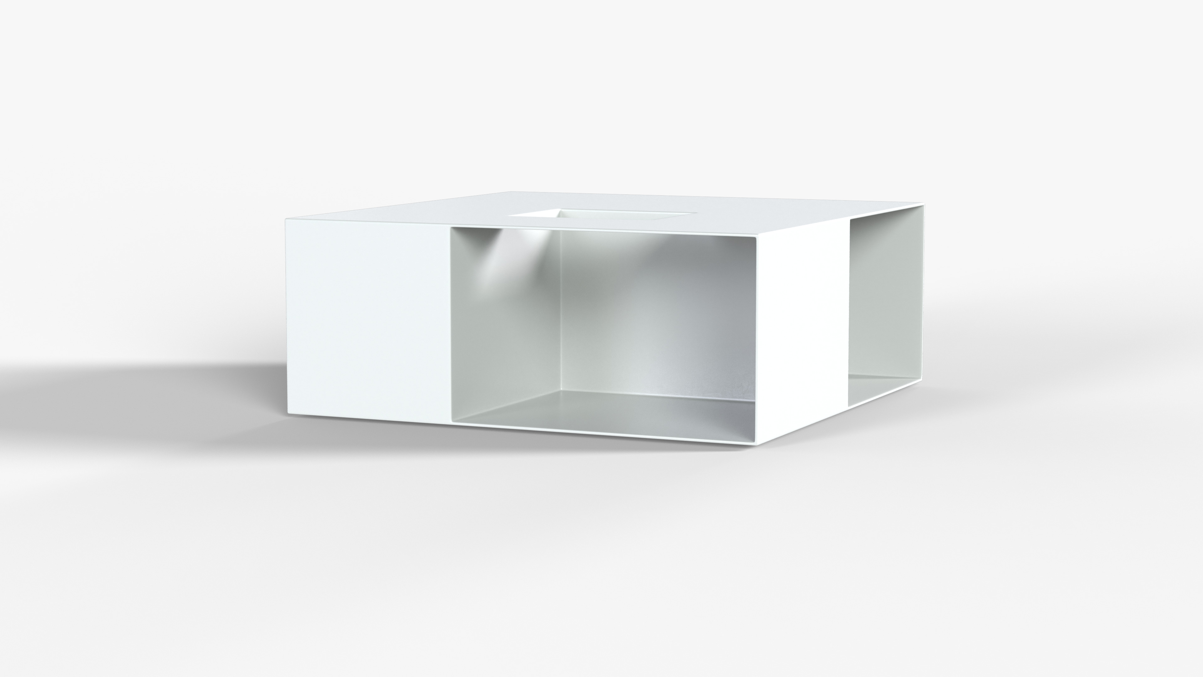 White Geometric Table Low-poly 3D model_2