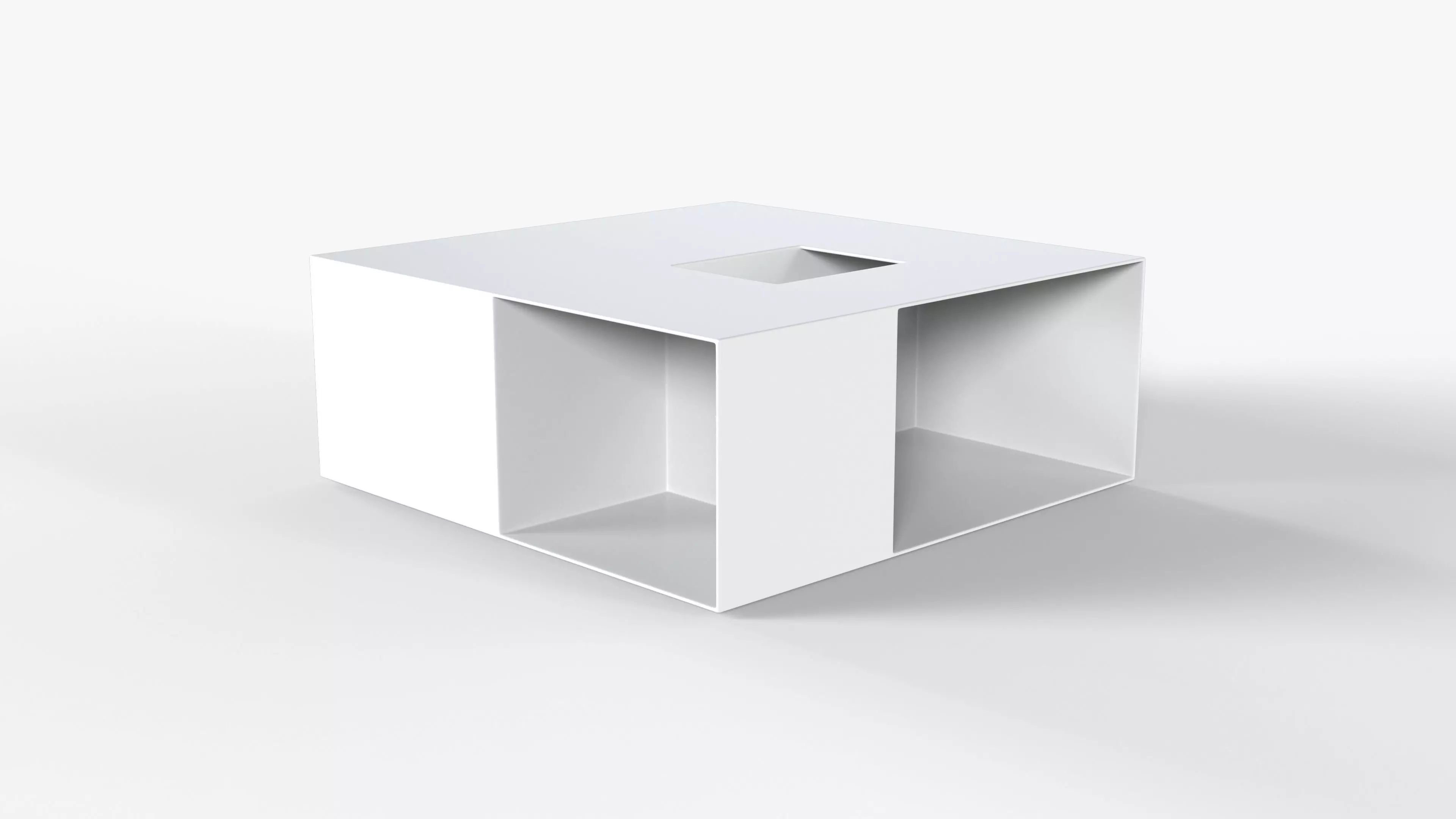White Geometric Table Low-poly 3D model_0