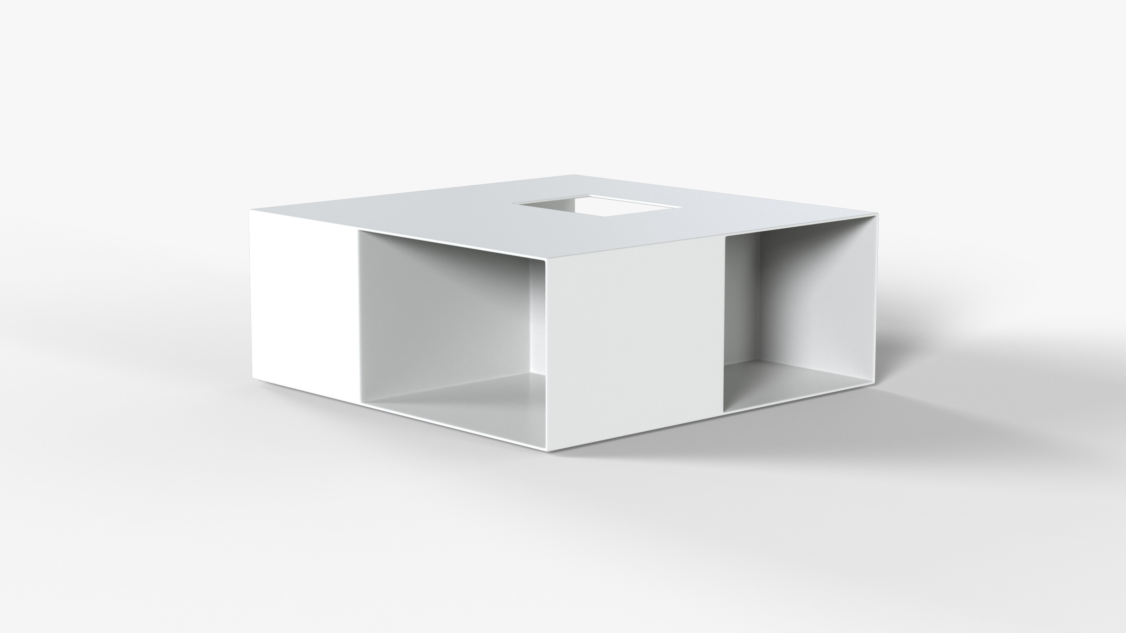 White Geometric Table Low-poly 3D model_3