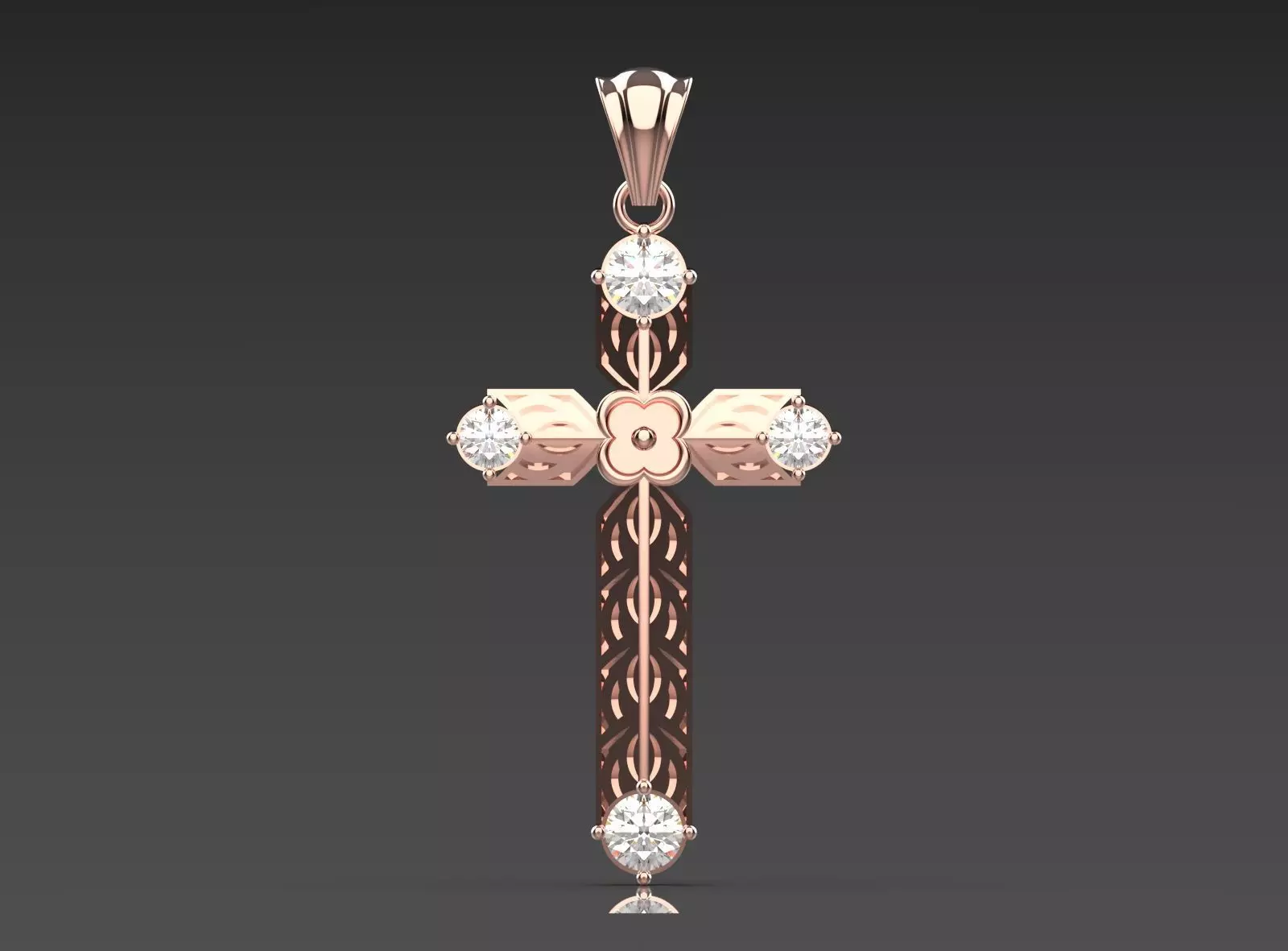Rose Gold Cross printable cad pendant model jp0279 3D print model